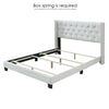 Bardy Diamond Tufted Upholstered Wingback Headboard with Nailhead Trim Panel Bed Frame, Queen Size in White Faux Leather