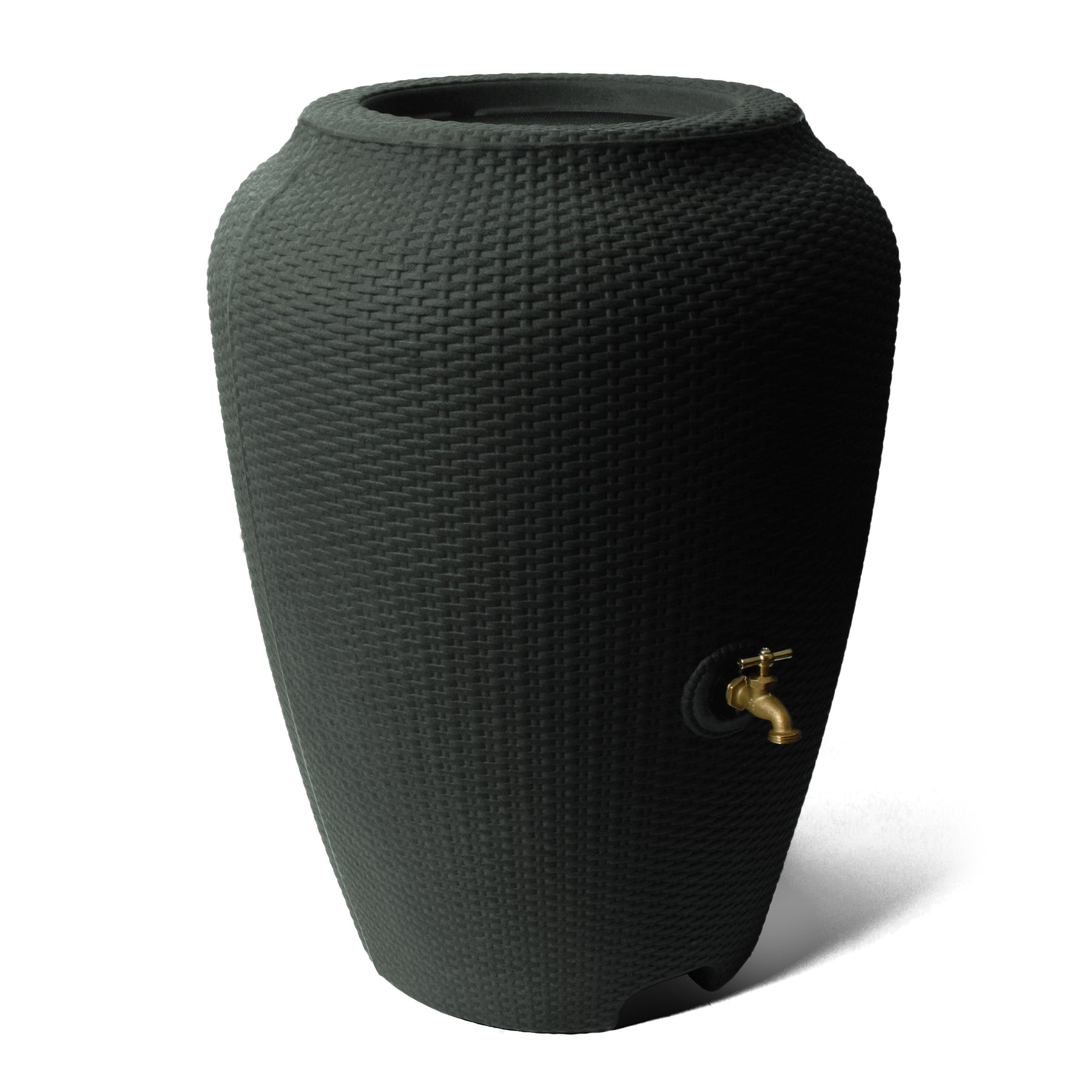 50 Gallon Capacity Sustainable Wicker Rain Harvesting Barrel, Black