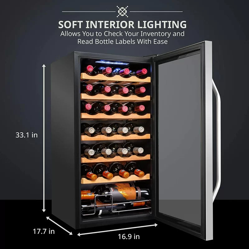 28 Bottle and 28 Can Single Zone Freestanding Wine Refrigerator