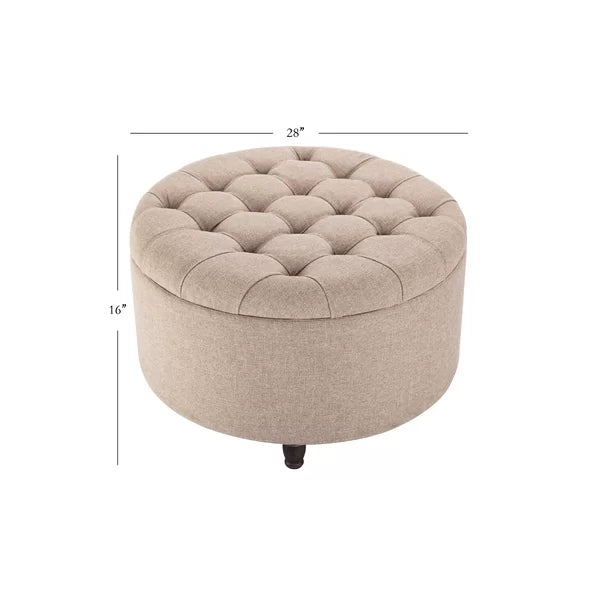 28'' Wide Tufted Round Storage Ottoman with Storage