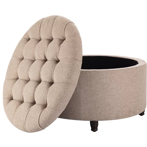 28'' Wide Tufted Round Storage Ottoman with Storage