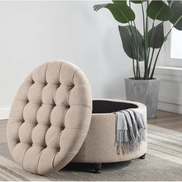 28'' Wide Tufted Round Storage Ottoman with Storage