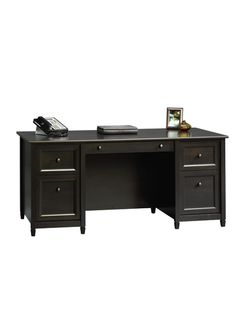 Sauder Edge Water Engineered Wood Executive Desk in Estate Black TTR525