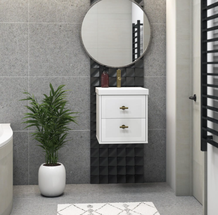 18 in. D x 18 in. W x 19.38 in. H Bathroom Vanity Side Cabinet in White with White Cultured Marble Top