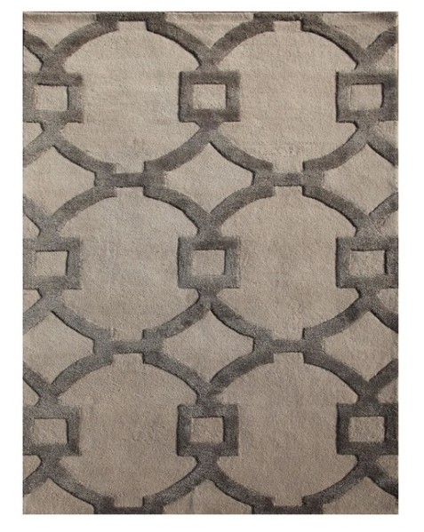 9.5' x 13.5' Gray Geometric  Hand Tufted Rectangular Area Throw Rug KRUG148