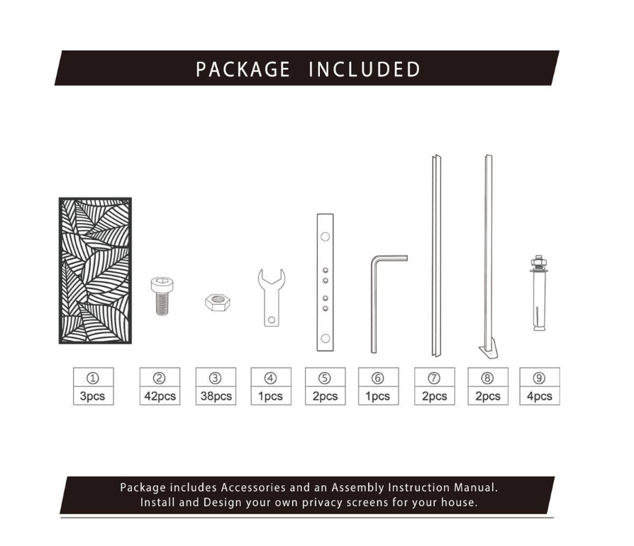 76 in. x 47 in. Laser Cut Metal Privacy Screen Line Pattern in White