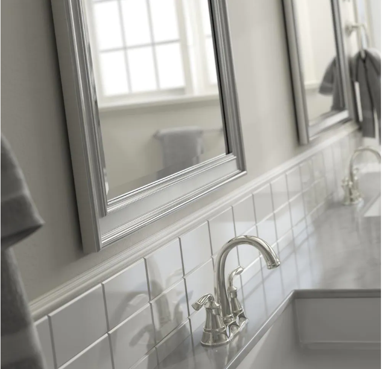 23 in. x 33 in. (S2) Rectangular Mirror Frame in Chrome and Linen (Set of 2) KB651