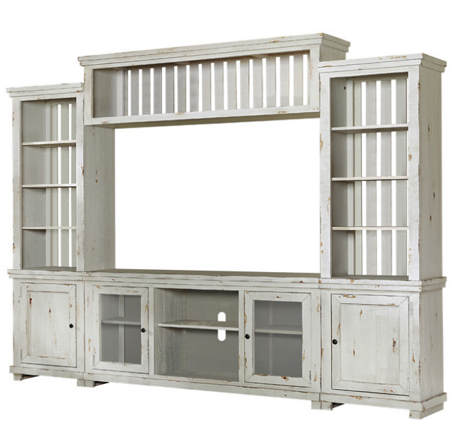 Willow Right/Left Wall Unit, Distressed White (Set of 2) *As-IS* KBO231