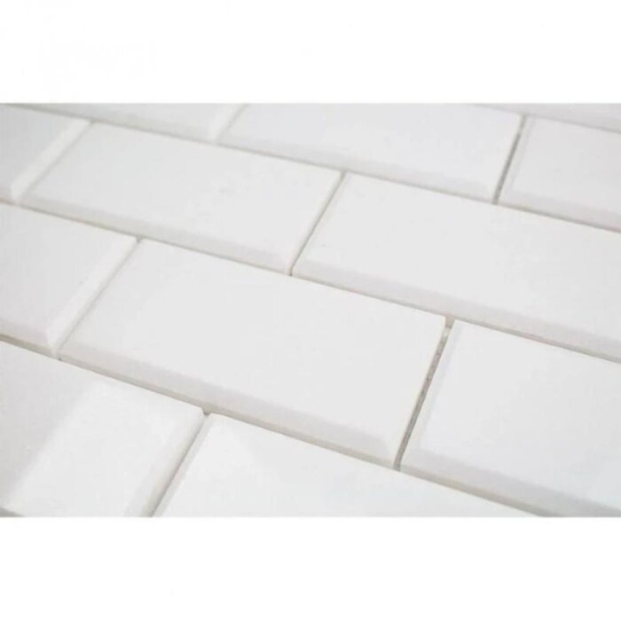 5 sq. ft. Polished White 2" x 4" Marble Brick Joint Mosaic Wall & Floor