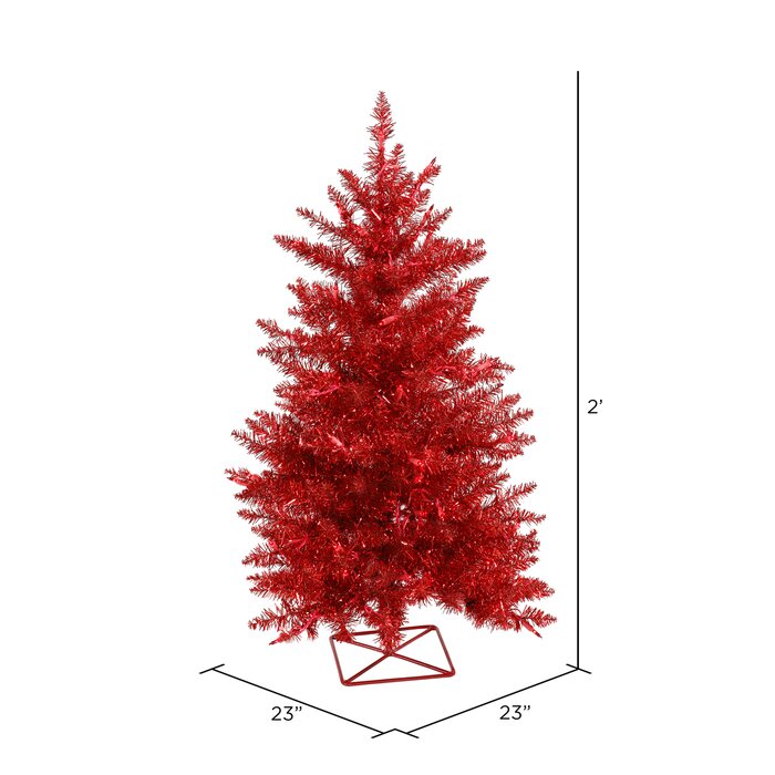 2' Red Artificial Christmas Tree with 35 Clear/White Lights (#K5793)