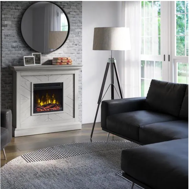 42 in. Wall Mantel Freestanding Electric Fireplace in Sargent Oak