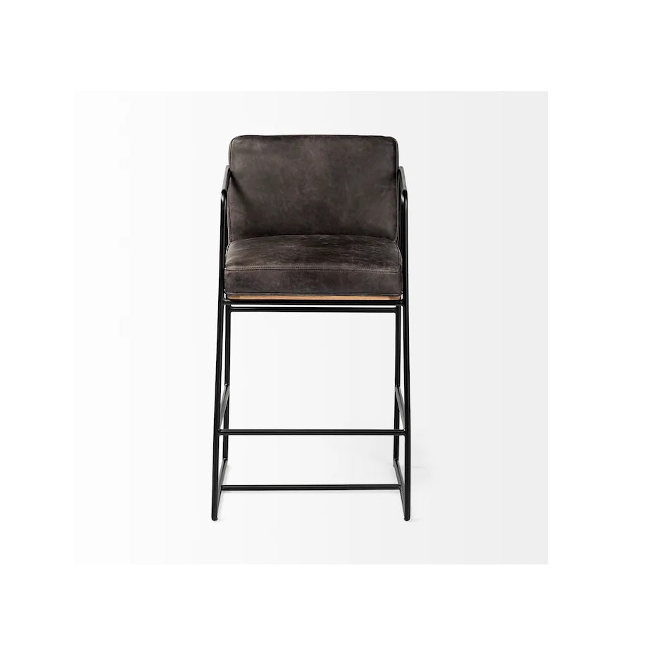 Mercana Stamford Black 26-in H Counter height Upholstered Bar Stool