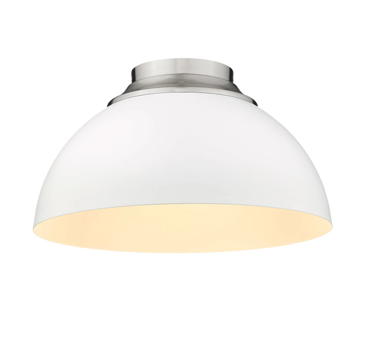 Golden Lighting Zoey 3 Light 14" Wide Flush Mount Ceiling Fixture with White Shade