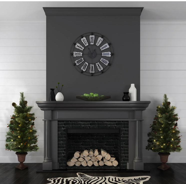 3.5 ft. Pre-lit Artificial Christmas Tree with 50 Warm Lights, Pinecones and Berries, 2-piece set