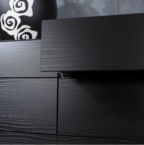 Naia 6-Drawer Double Dresser, Black Wood Grain (2 BOXES)