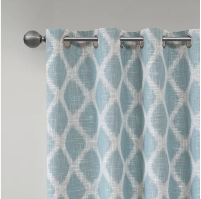 Blakesly Printed Ikat 95-Inch Grommet Top Room Darkening Curtain Panel in Aqua (Single) set of 2 , B128-DS596