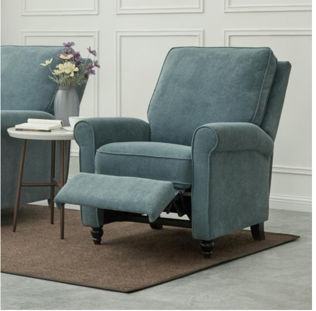 34 in. Width Big and Tall Caribbean Blue Polyester 3 Position Recliner