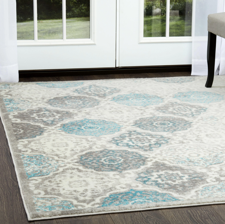Boho Gray/Blue 6 ft. 6 in. x 9 ft. 6 in. Indoor Area Rug