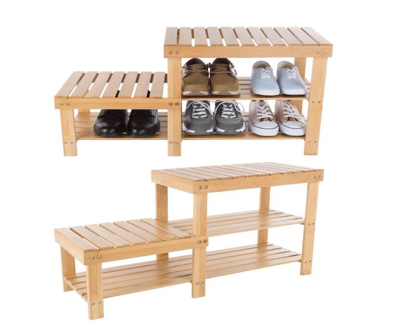 5-Pair Bamboo Bench and Shoe Organizer 18.25"x10"x33.5"