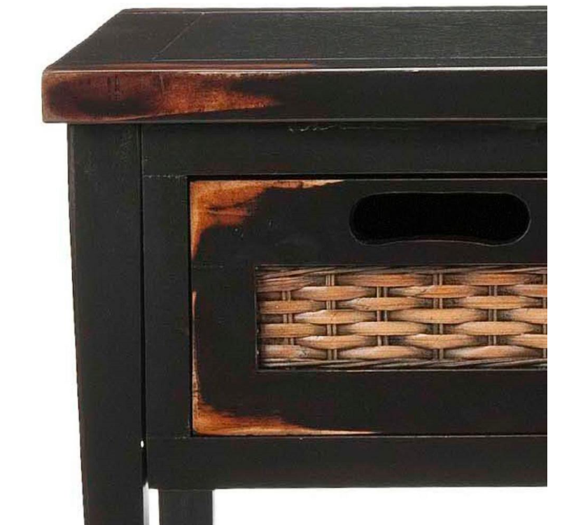 Autumn 34 in. Distressed Black Standard Rectangle Wood Console Table with Drawers