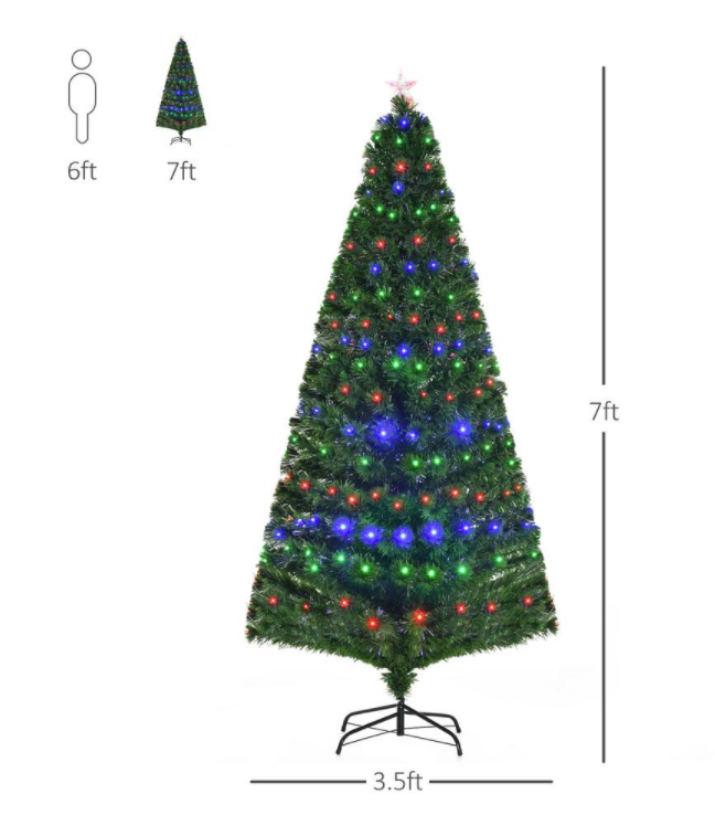 7 ft. Pre-Lit LED Douglas Fir Artificial Christmas Tree with LED RGB Lights and Fiber Optic Color