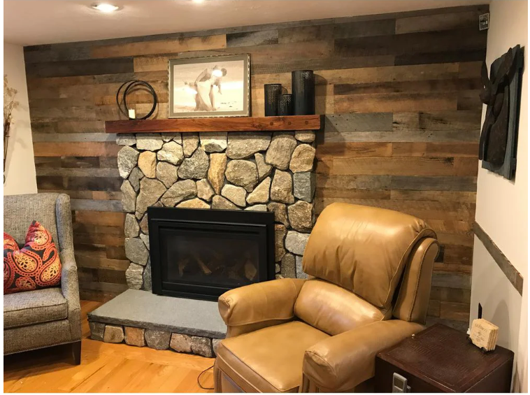 3/8 in. x 4 ft. Random Width 3 in. - 5 in., 10.59 sq. ft. Brown/Grey Barnwood Planks Decorative Wall Panel (6 buddles)  (6 BOXES)