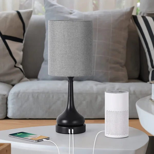 2 Pack Bedroom Lamps Touch Control For Living Room With 2 USB Charging Ports, 17.7'' H x 17.9'' H (Set of 2)