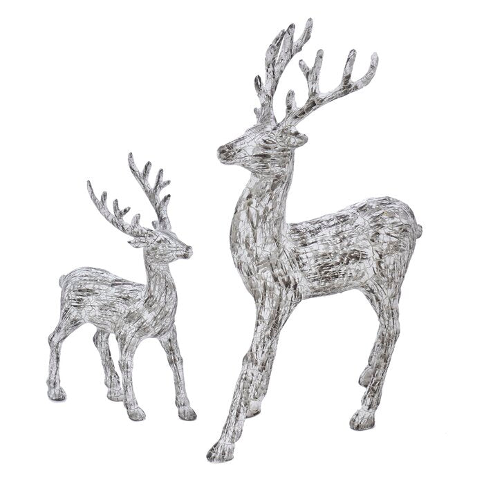 2 Piece Bark Standing Deer Set (#K4483)
