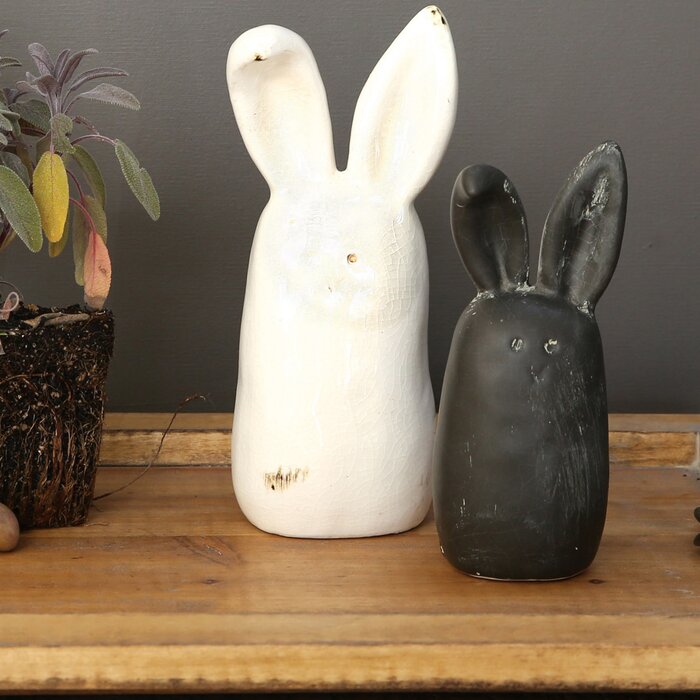 2 Piece Blaney Stoneware Rabbit Figurine Set (#K3085)