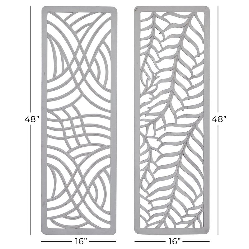2 Piece Carved Wood Wall Décor Set