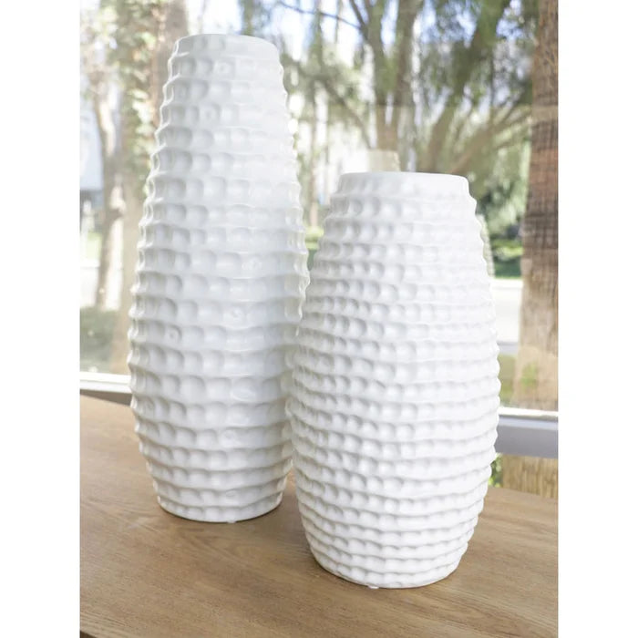 2 Piece Churchill Off-White Ceramic Table Vase Set