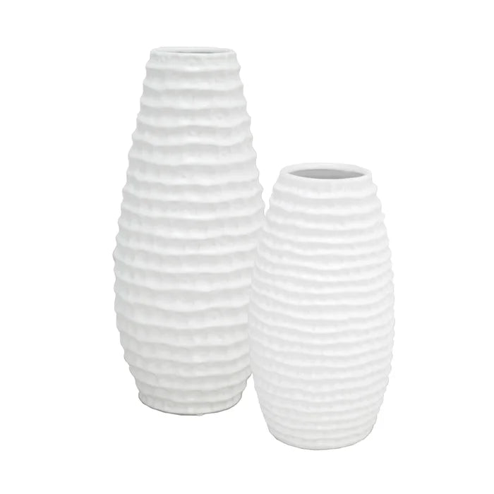 2 Piece Churchill Off-White Ceramic Table Vase Set