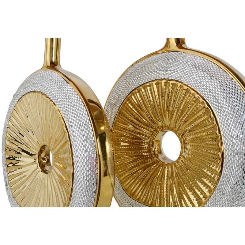 2 Piece Fifine Gold Ceramic Floor Vase Set