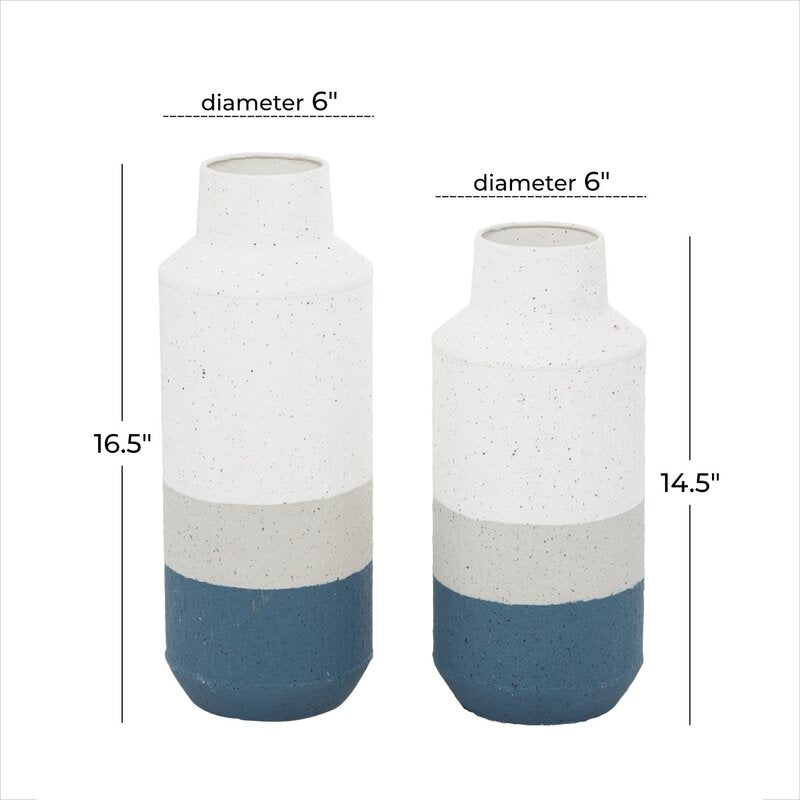 2 Piece Judith White/Gray/Blue Wood Table Vase Set CYB118