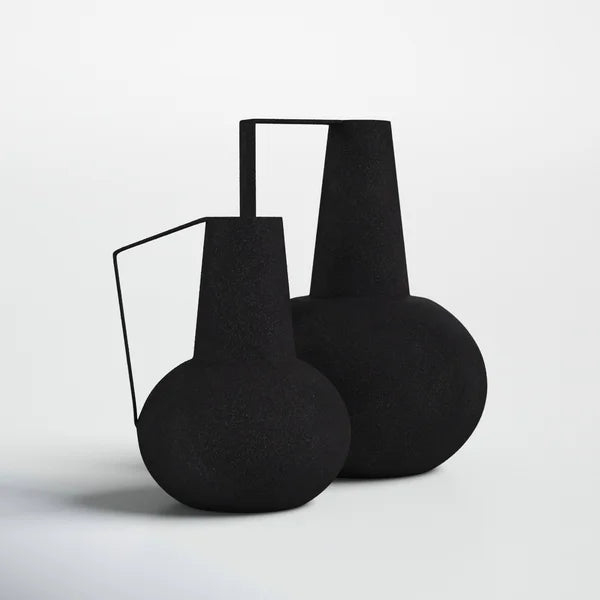 2 Piece Kairo Black Metal Table Vase Set (Set of 2)