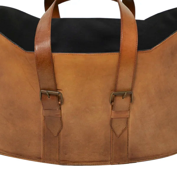 2 Piece Leather Basket Set