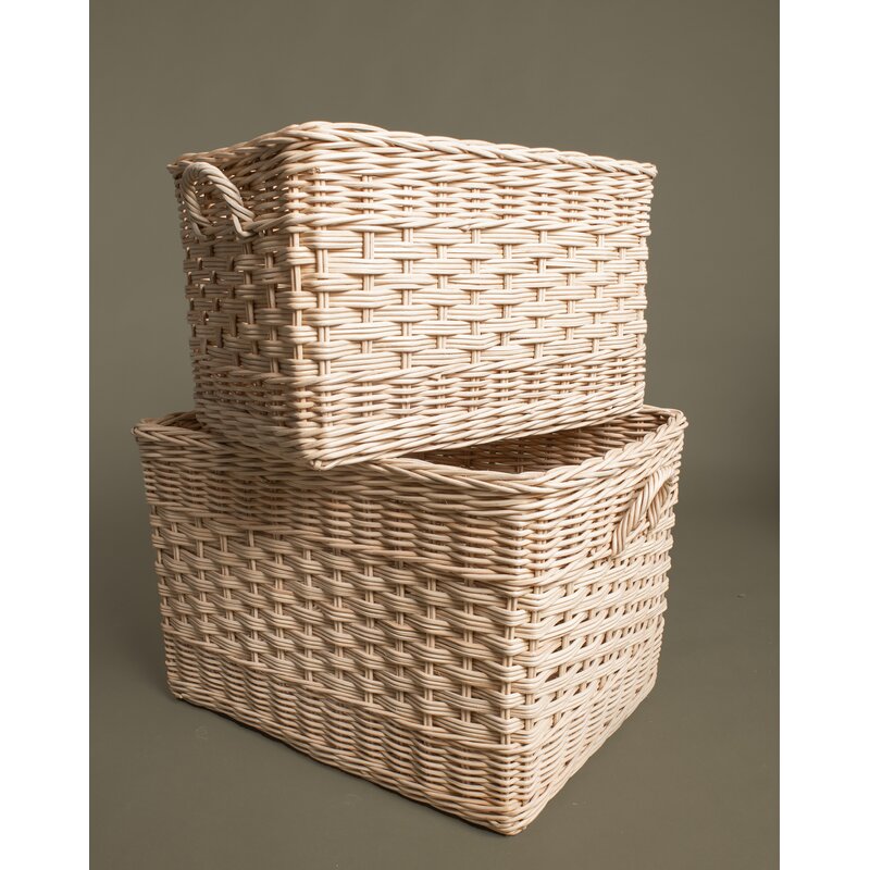 2 Piece Rattan Basket Set