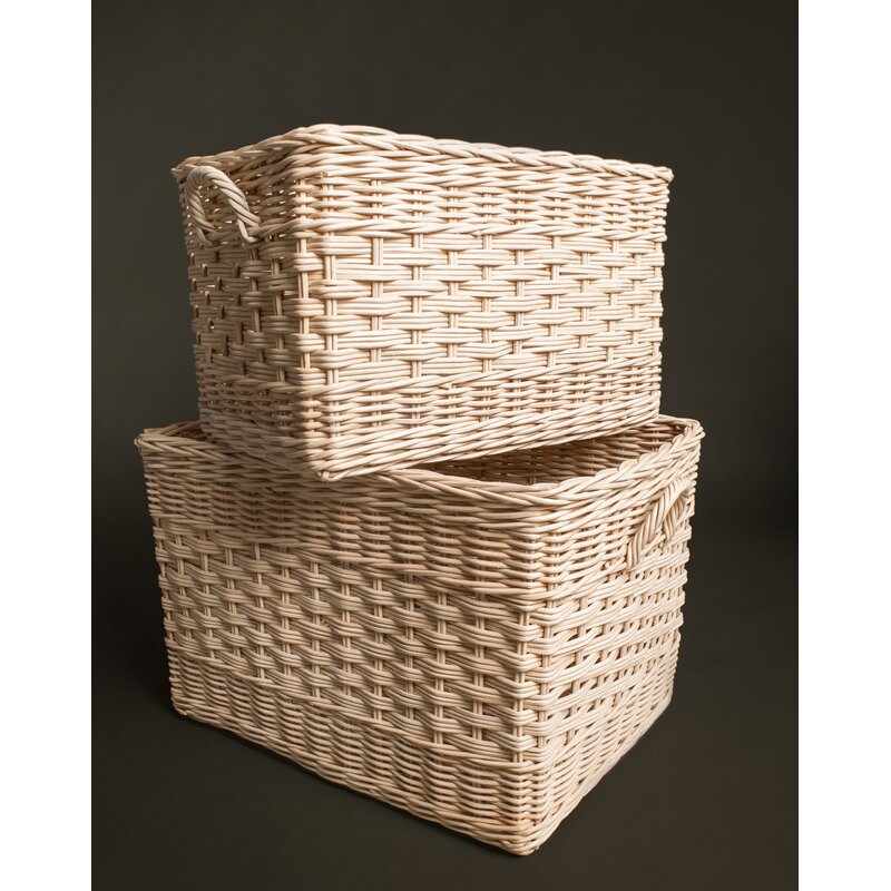 2 Piece Rattan Basket Set