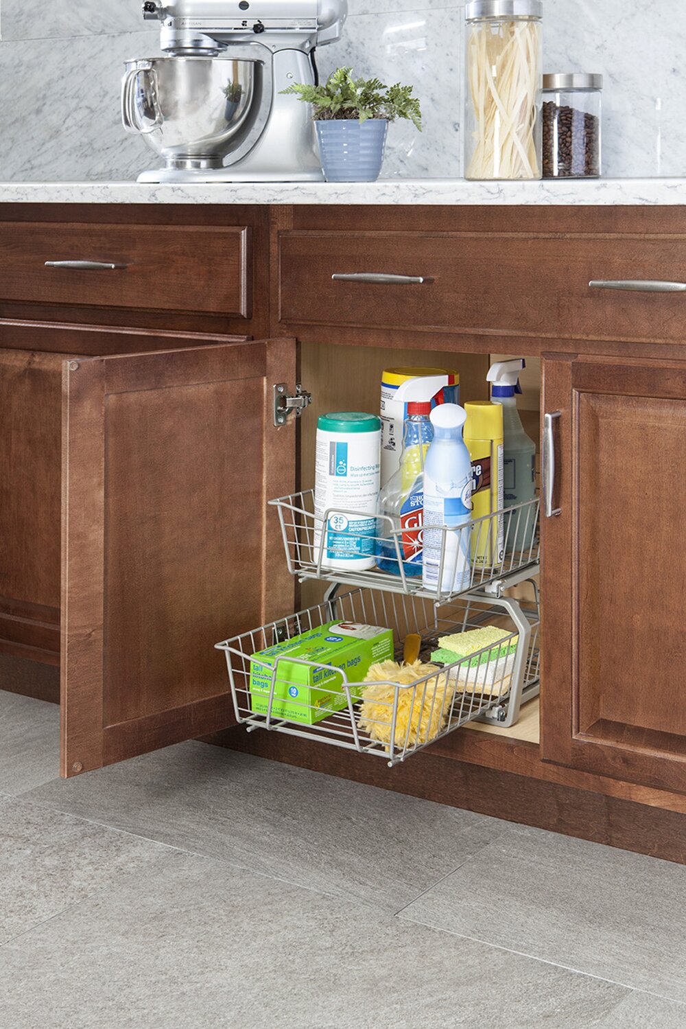 12" H x 12" W x 20" D Nickel 2 Tier Pull Out Drawer K6992