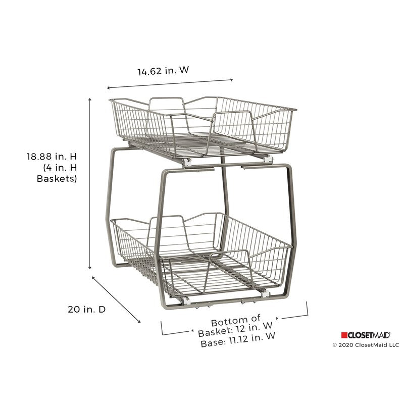 18.88" H x 14.62" W x 20" D 2 Tier Pull Out Drawer HAB237