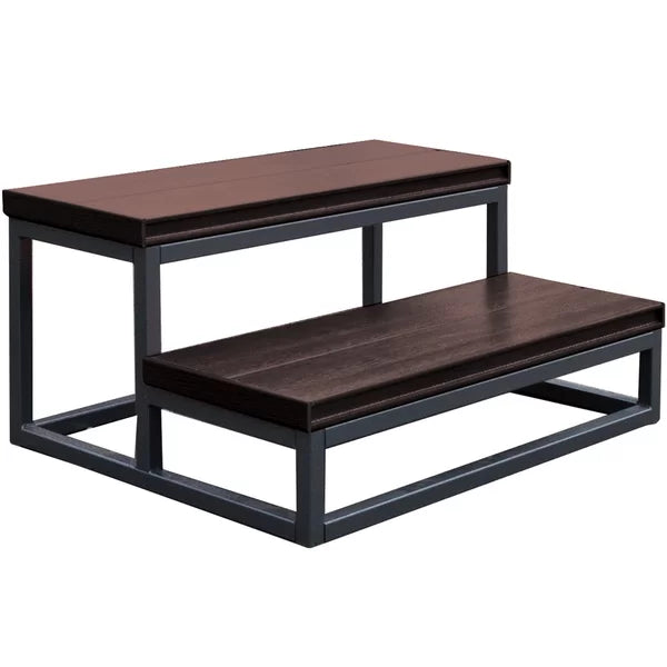 14" H x 58" W x 21" D Smoke 2 Tier Spa Steps