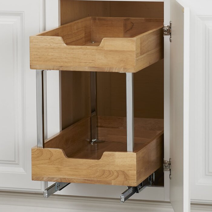 17.85" H x 11.5" W x 20.98" D 2 Tier Wood Pull Out Pantry