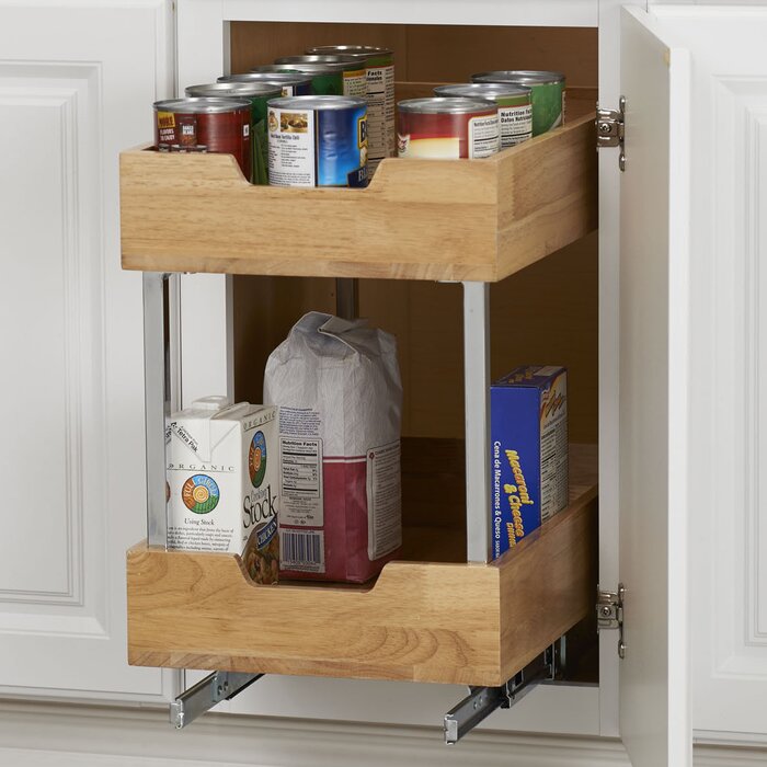 17.85" H x 11.5" W x 20.98" D 2 Tier Wood Pull Out Pantry