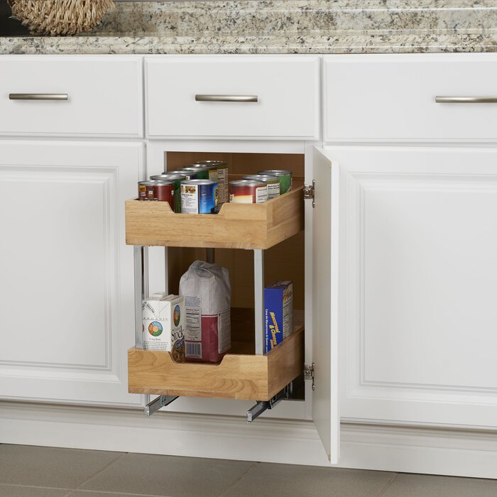17.85" H x 11.5" W x 20.98" D 2 Tier Wood Pull Out Pantry