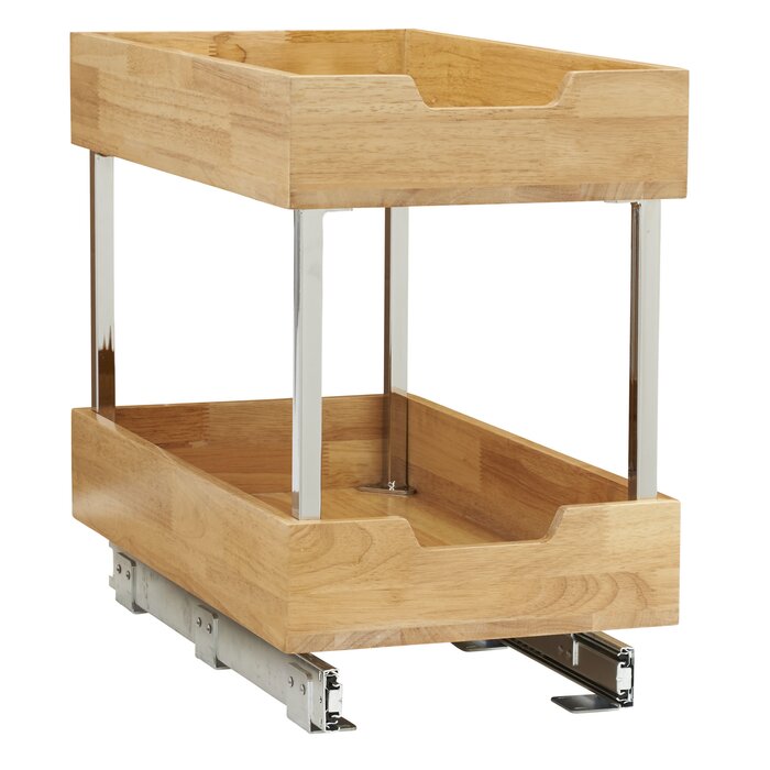 17.85" H x 11.5" W x 20.98" D 2 Tier Wood Pull Out Pantry