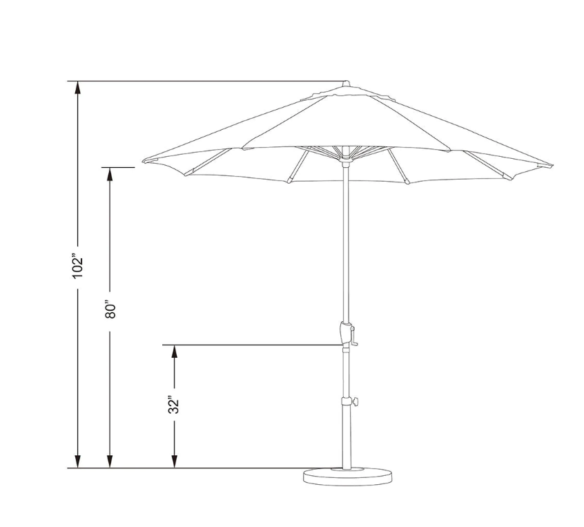 9 ft. Bronze Aluminum Pole Market Aluminum Ribs Auto Tilt Crank Lift Patio Umbrella in Navy Sunbrella
