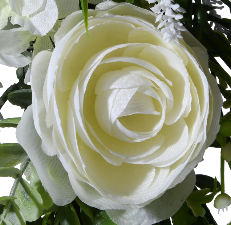 18 in. Artificial White Hydrangea and Rose Wreath VB384