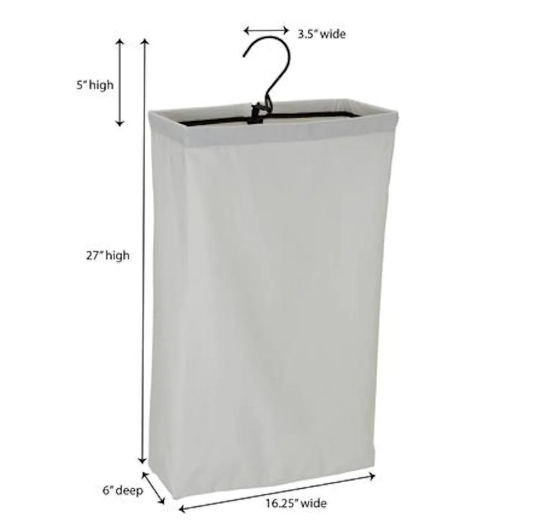 White Hanging Laundry Bag with Black Trim (Set of 2)