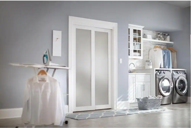 48 in. x 80.50 in. 2010 Series Off White 1-Lite Composite Universal Grand Sliding Door