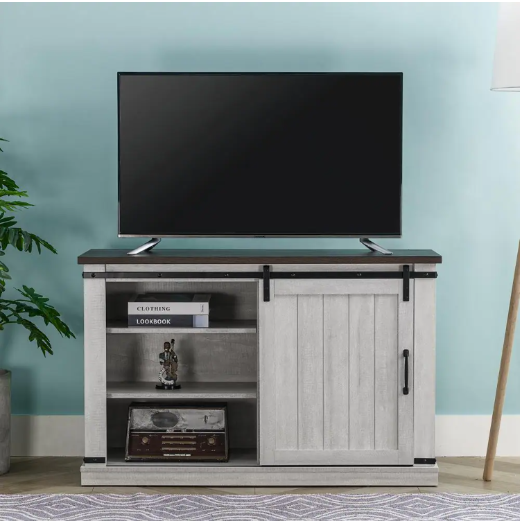 47.2 in. Saw Cut Off White TV Stand (Fits TVs Up To 55 in.)